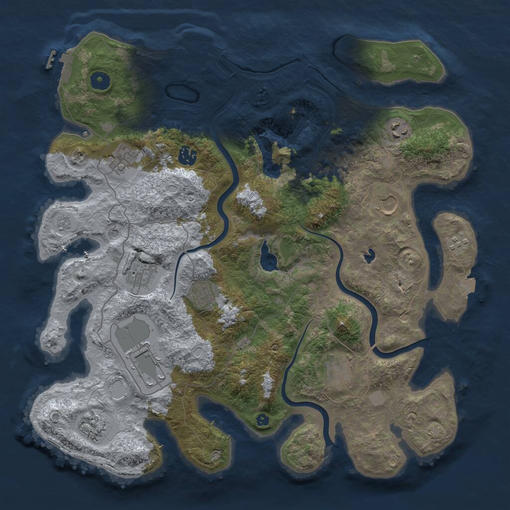Rust Map: Procedural Map, Size: 4000, Seed: 446616461, 16 Monuments