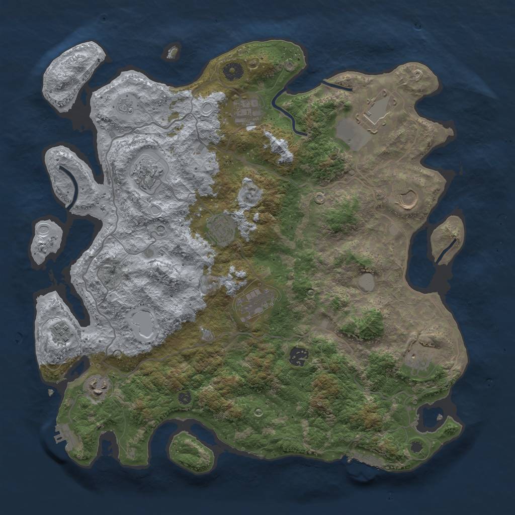 Rust Map: Procedural Map, Size: 4000, Seed: 931739707, 19 Monuments