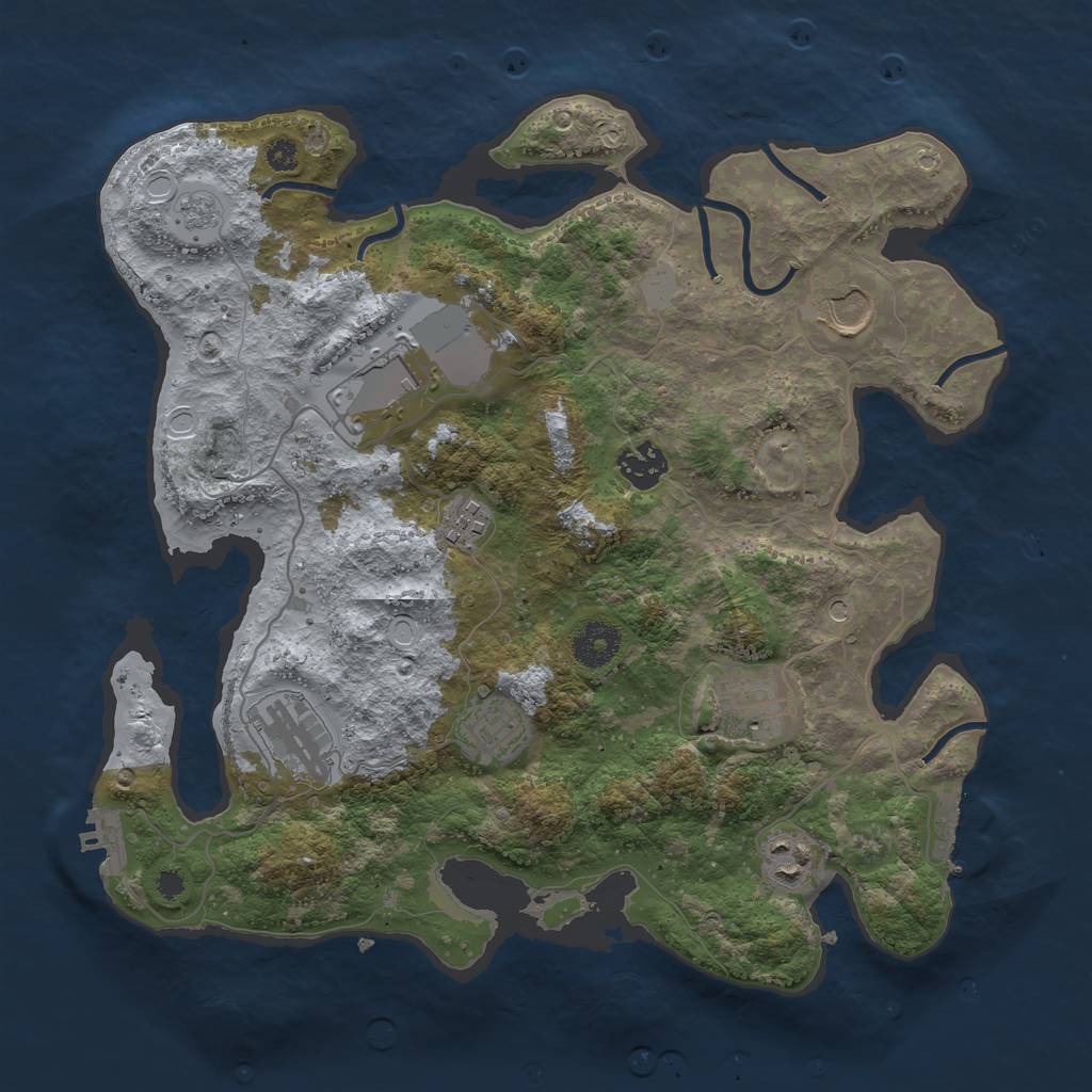 Rust Map: Procedural Map, Size: 3500, Seed: 28829082, 17 Monuments