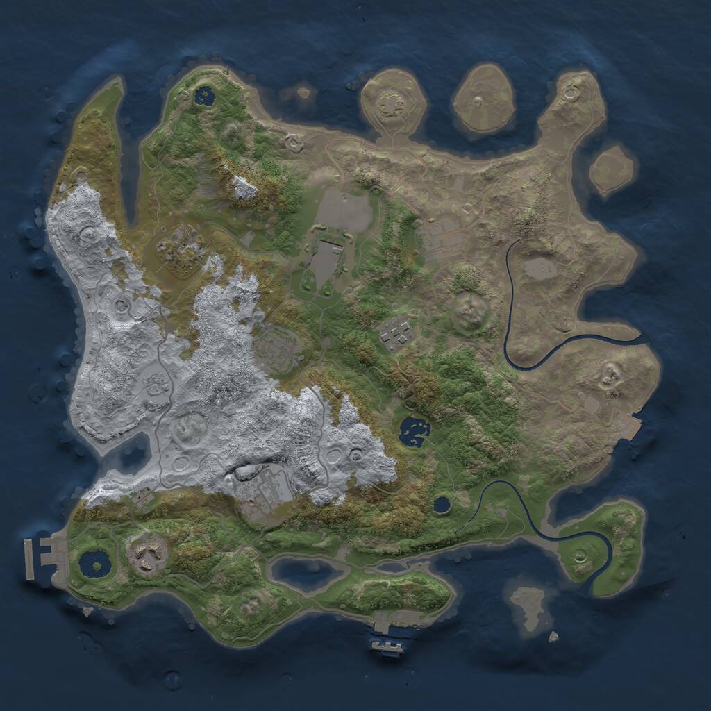 Rust Map: Procedural Map, Size: 3500, Seed: 62977855, 14 Monuments