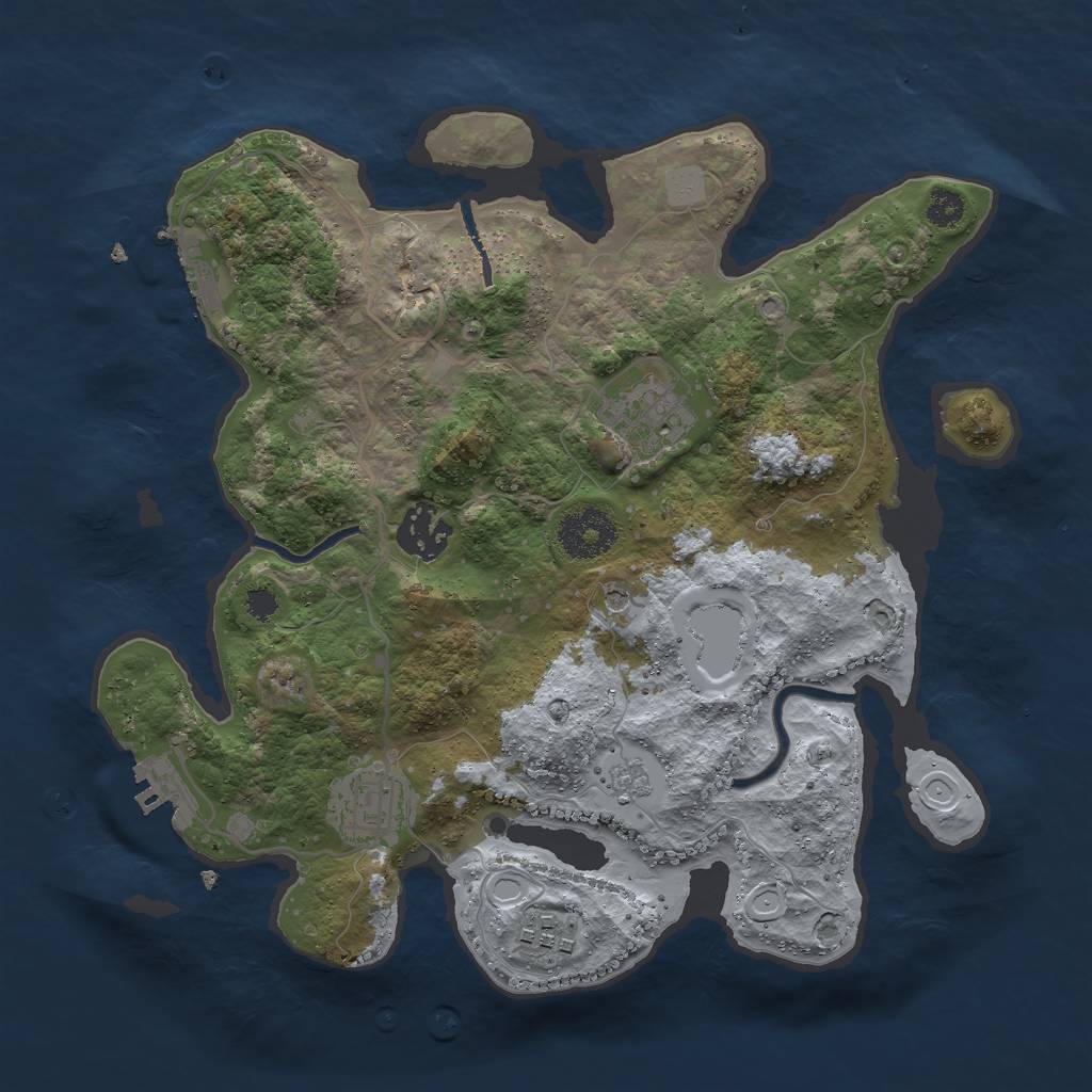 Rust Map: Procedural Map, Size: 3000, Seed: 1101033263, 13 Monuments