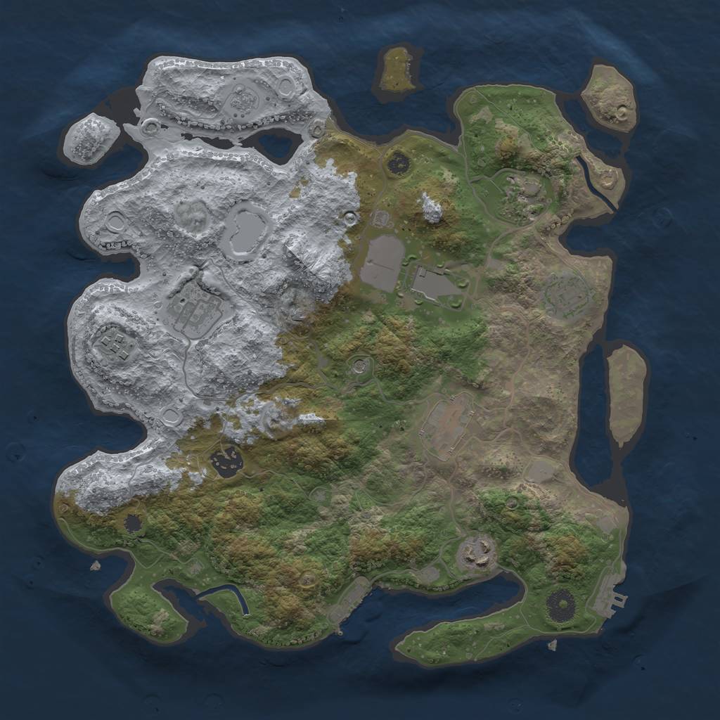 Rust Map: Procedural Map, Size: 3500, Seed: 33513569, 17 Monuments