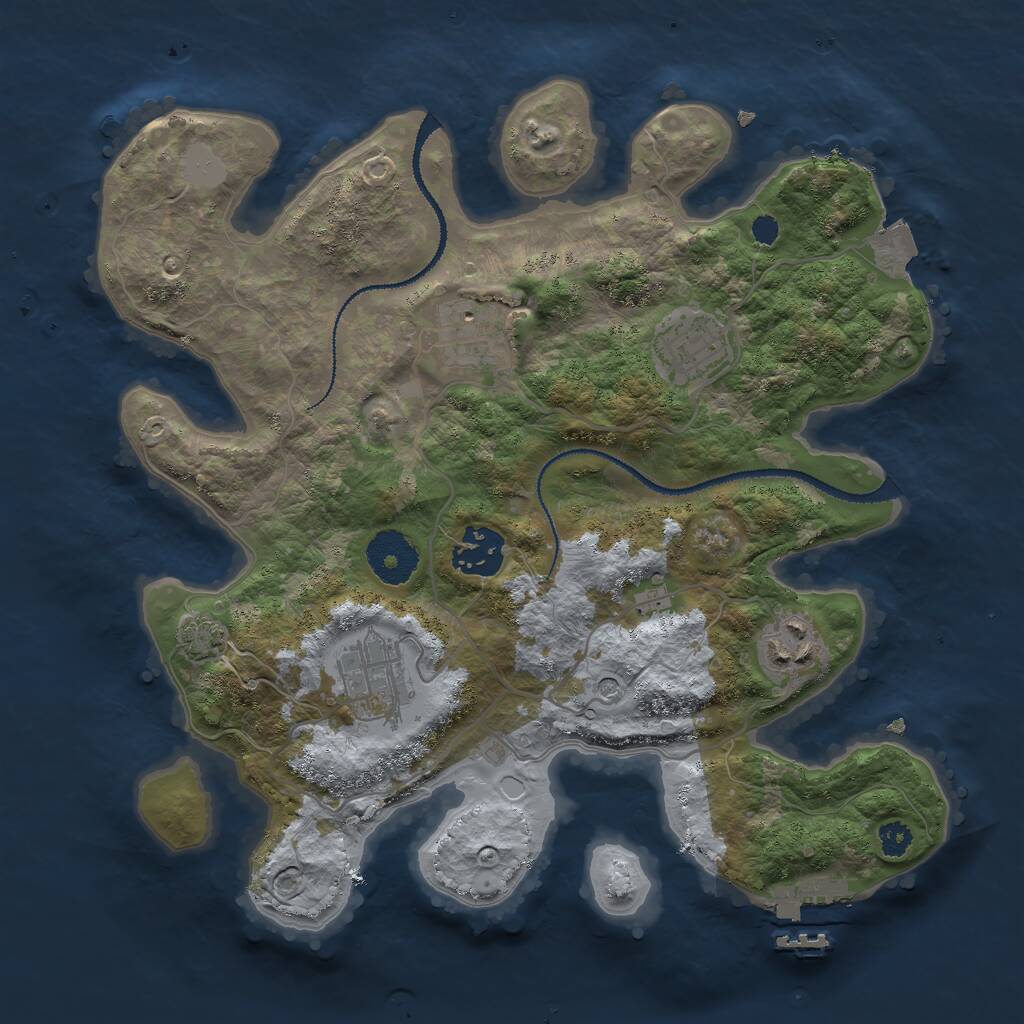 Rust Map: Procedural Map, Size: 3000, Seed: 261454, 9 Monuments