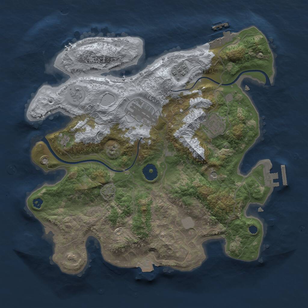 Rust Map: Procedural Map, Size: 3000, Seed: 3459435, 9 Monuments
