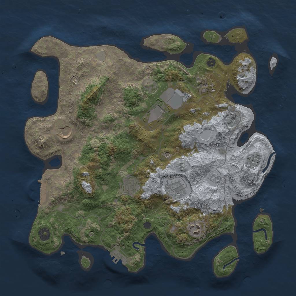 Rust Map: Procedural Map, Size: 3500, Seed: 411534343, 16 Monuments