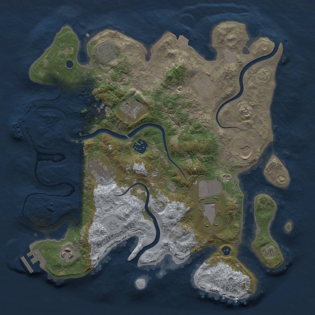 Rust Map: Procedural Map, Size: 3500, Seed: 1002460722, 15 Monuments