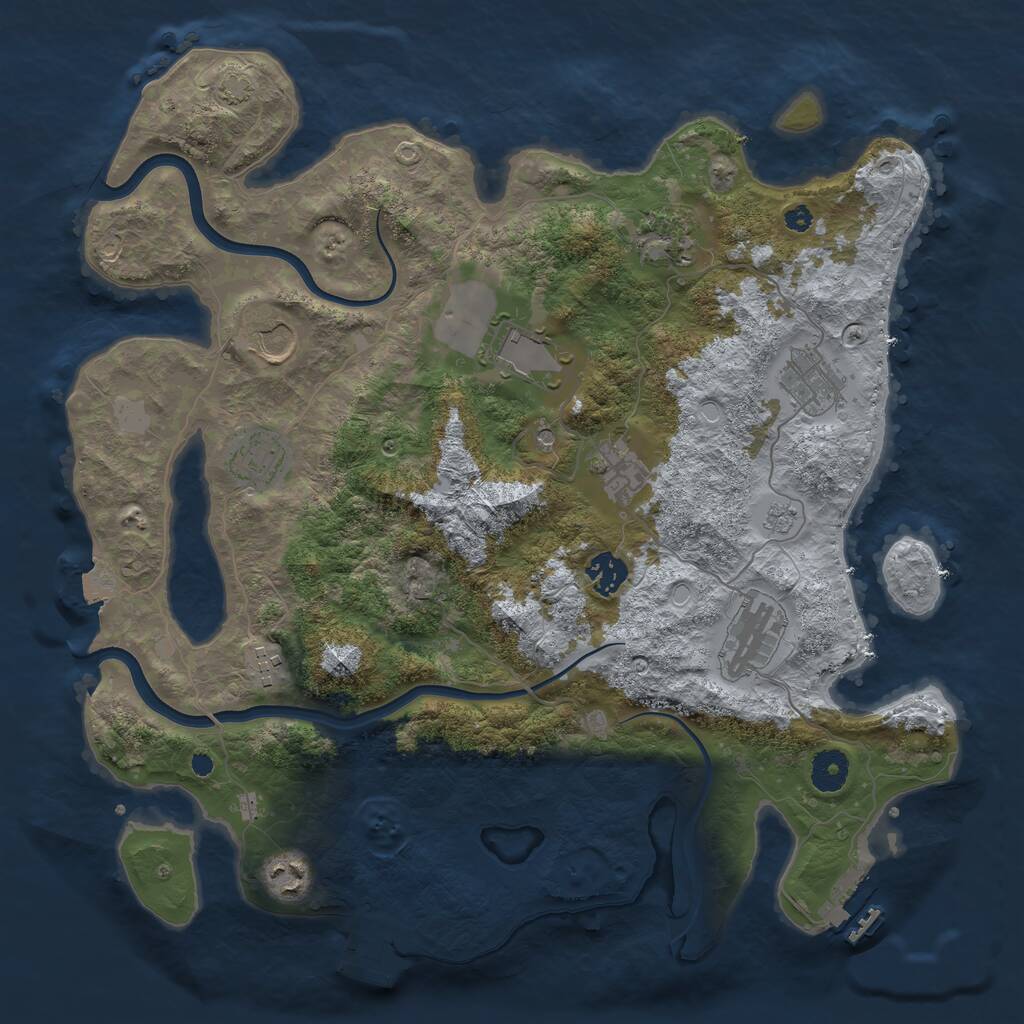 Rust Map: Procedural Map, Size: 3800, Seed: 75319268, 16 Monuments