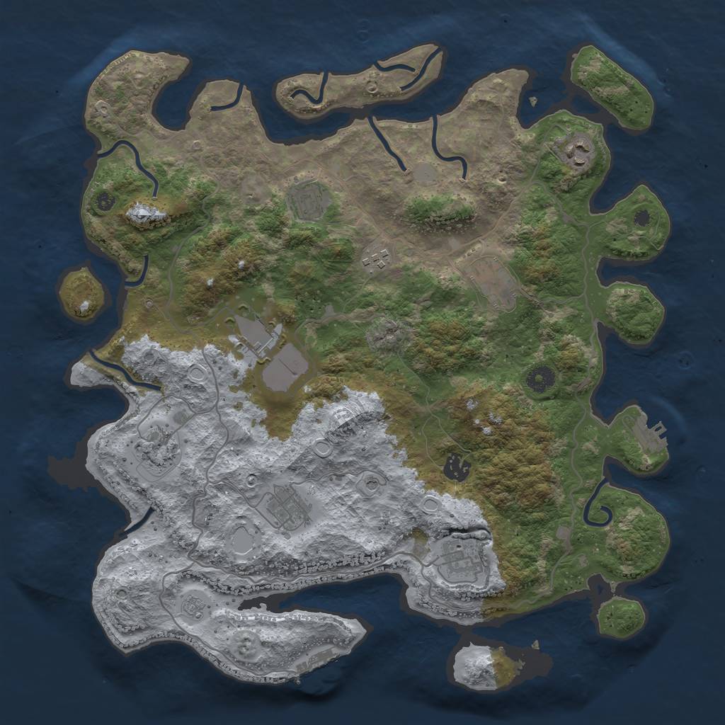 Rust Map: Procedural Map, Size: 4000, Seed: 1596980292, 18 Monuments