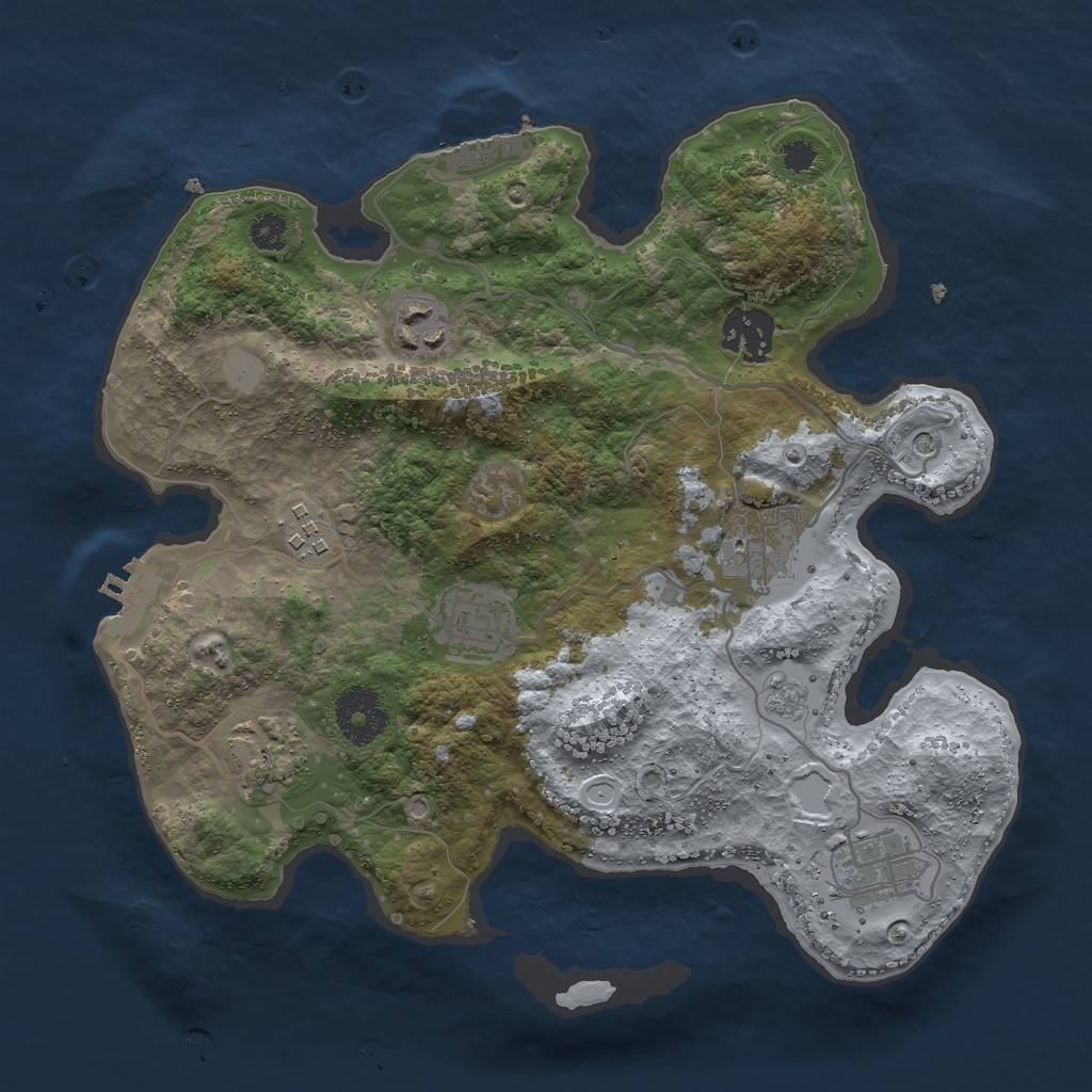 Rust Map: Procedural Map, Size: 3000, Seed: 894498, 16 Monuments