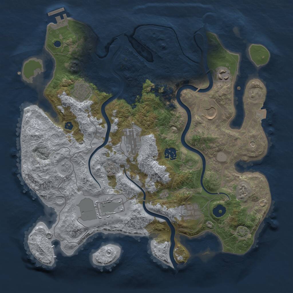 Rust Map: Procedural Map, Size: 3500, Seed: 46723167, 13 Monuments