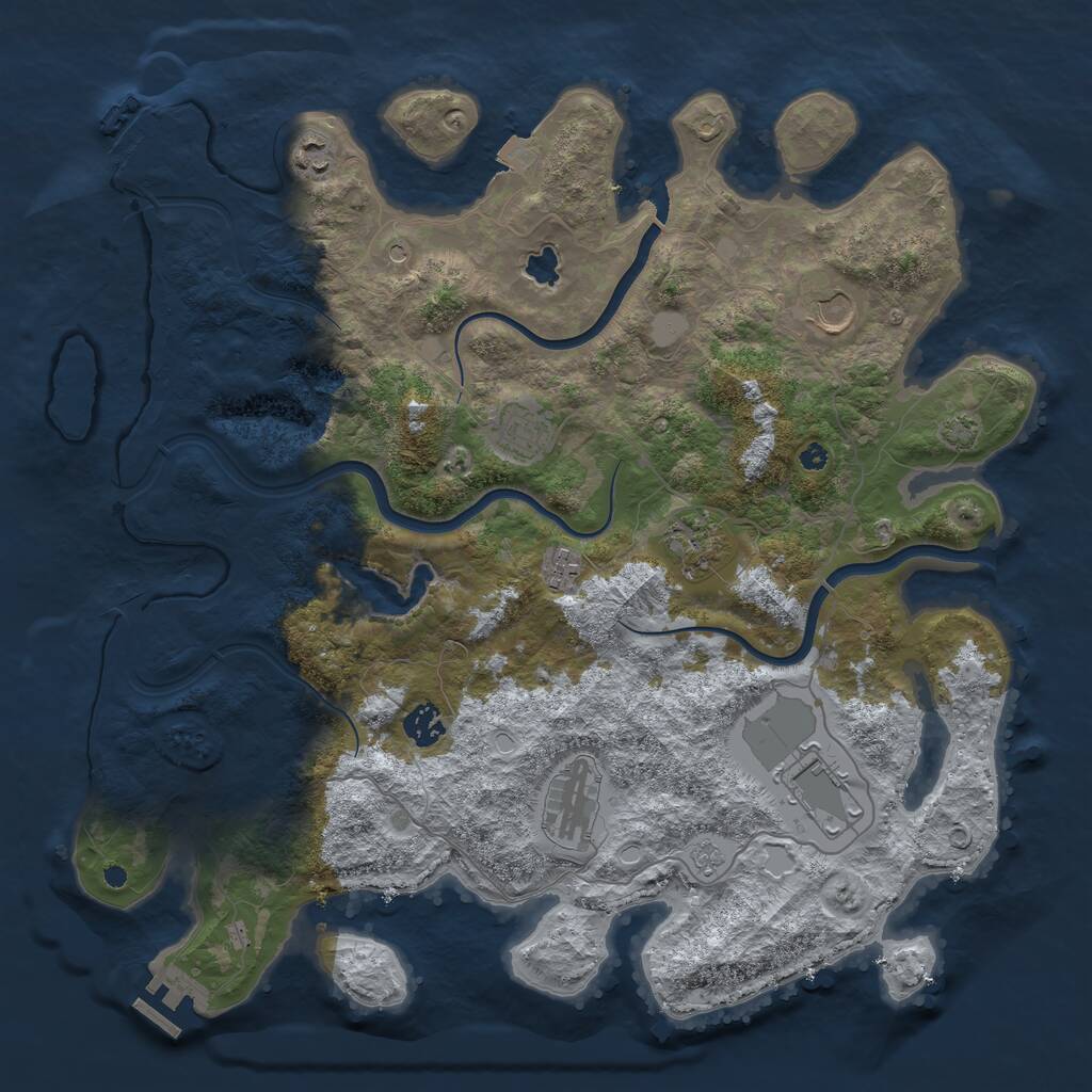 Rust Map: Procedural Map, Size: 4000, Seed: 605080186, 14 Monuments