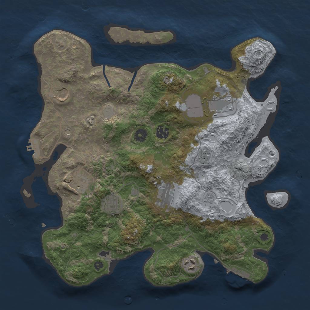 Rust Map: Procedural Map, Size: 3500, Seed: 75037606, 17 Monuments