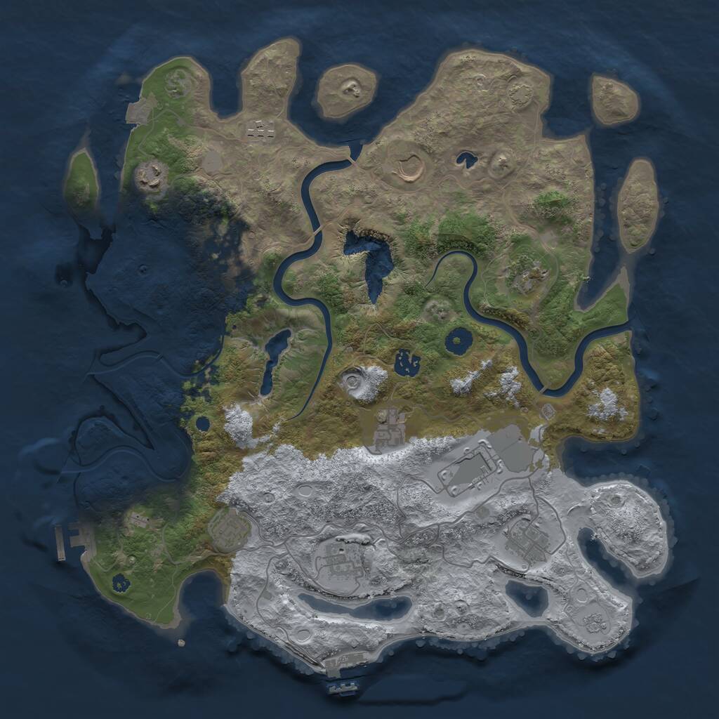 Rust Map: Procedural Map, Size: 4000, Seed: 604839698, 17 Monuments