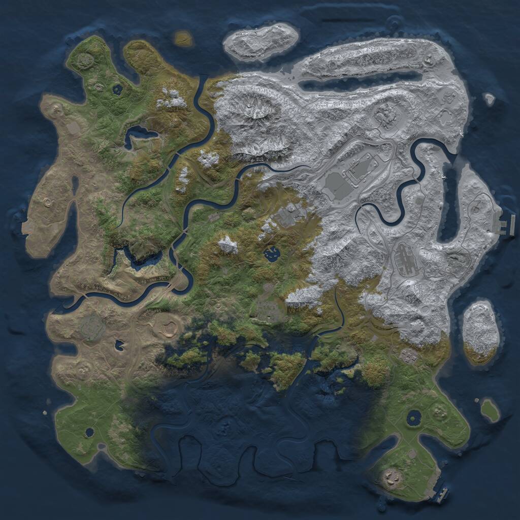 Rust Map: Procedural Map, Size: 5000, Seed: 321363437, 16 Monuments