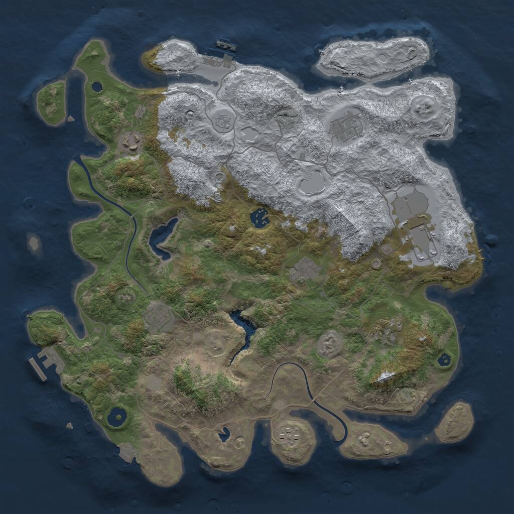 Rust Map: Procedural Map, Size: 4000, Seed: 1822661350, 14 Monuments
