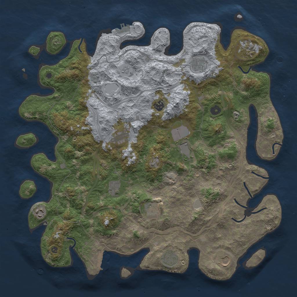 Rust Map: Procedural Map, Size: 4500, Seed: 2134259940, 20 Monuments