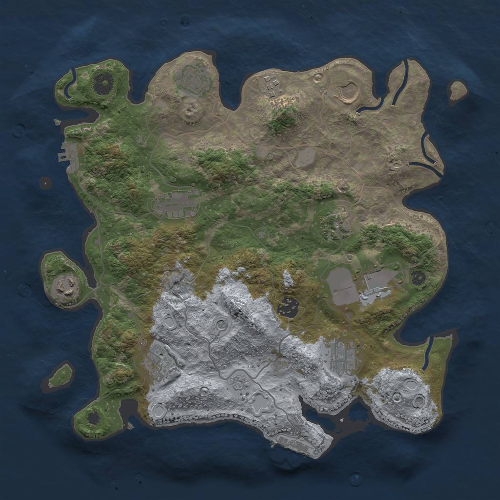 Rust Map: Procedural Map, Size: 3500, Seed: 49735362, 19 Monuments