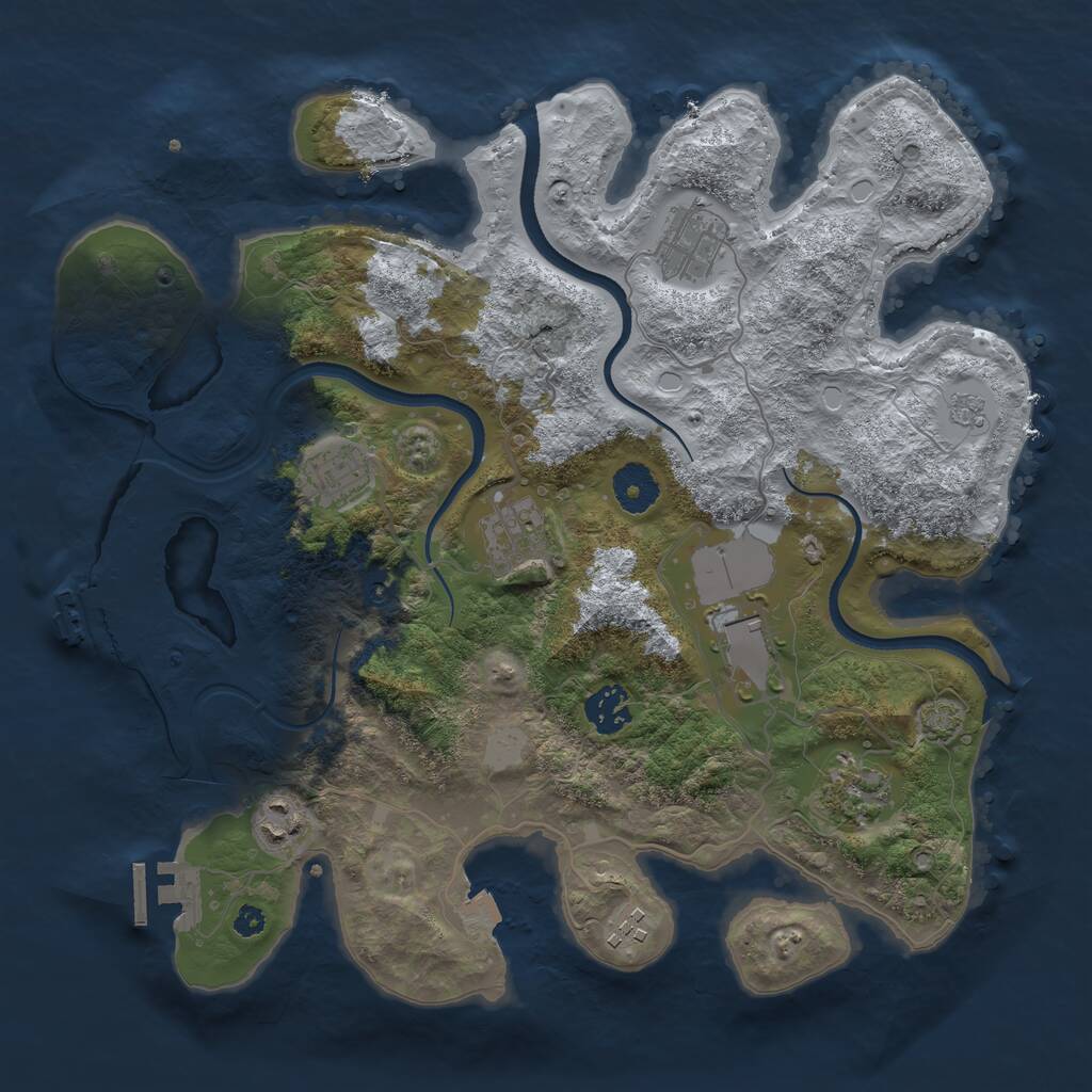 Rust Map: Procedural Map, Size: 3500, Seed: 88388920, 14 Monuments