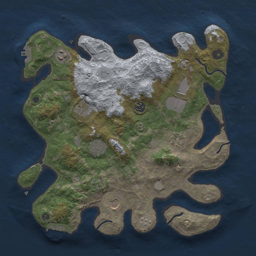 Rust Map: Procedural Map, Size: 3500, Seed: 15853246, 17 Monuments