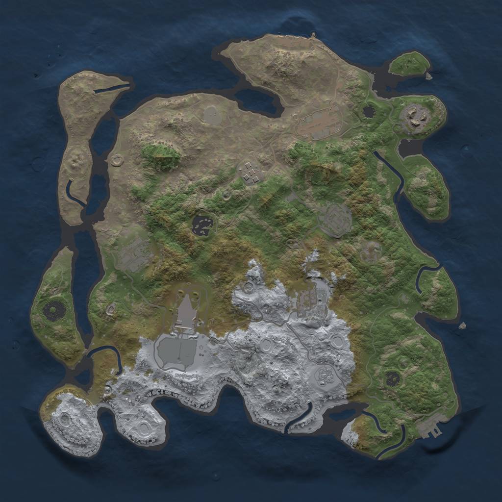 Rust Map: Procedural Map, Size: 3500, Seed: 5448245, 17 Monuments