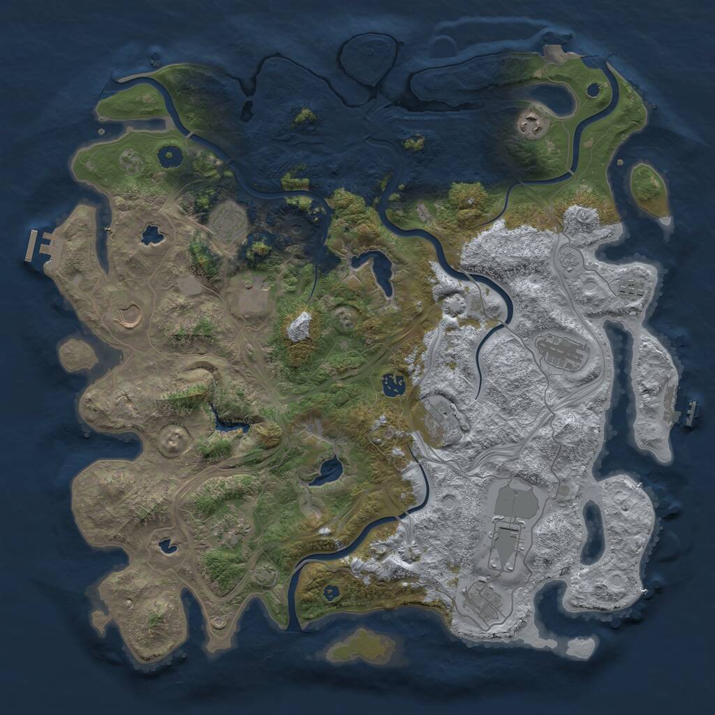 Rust Map: Procedural Map, Size: 4500, Seed: 94245679, 17 Monuments