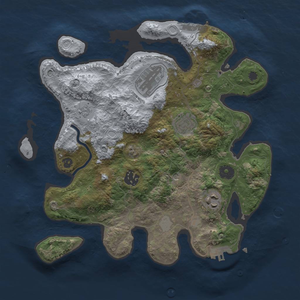 Rust Map: Procedural Map, Size: 3000, Seed: 411932673, 13 Monuments