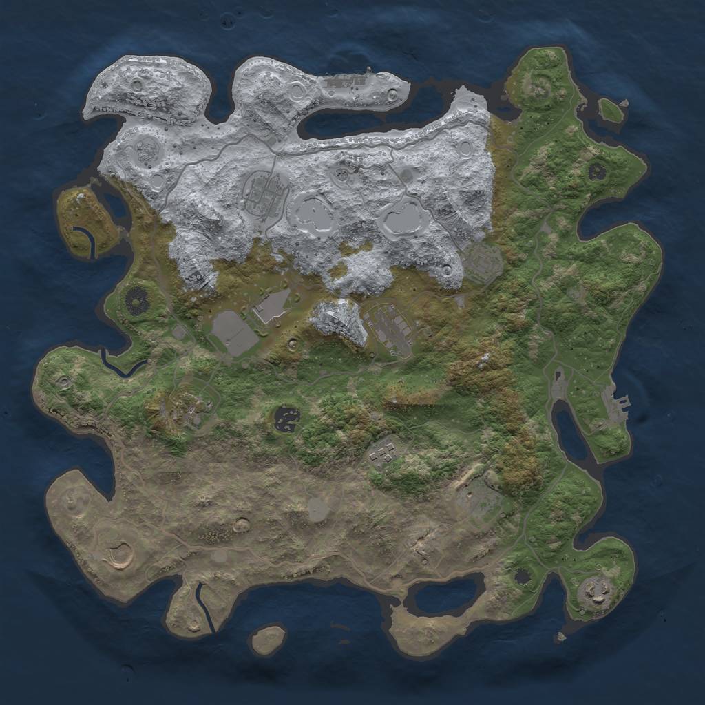 Rust Map: Procedural Map, Size: 4000, Seed: 287309, 19 Monuments