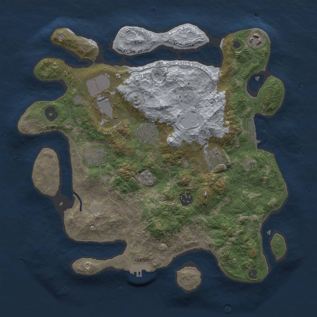 Rust Map: Procedural Map, Size: 3500, Seed: 145666410, 16 Monuments
