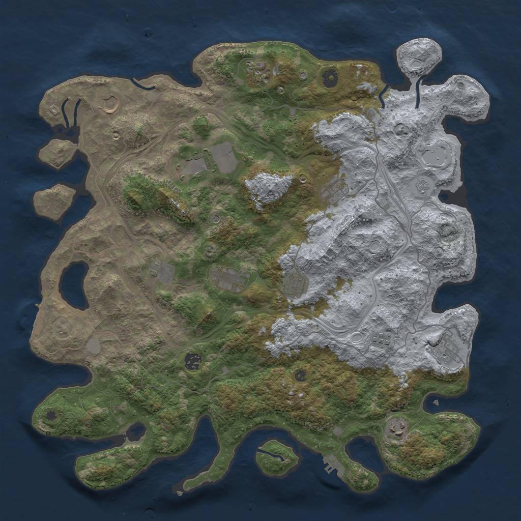 Rust Map: Procedural Map, Size: 4500, Seed: 1244471255, 20 Monuments