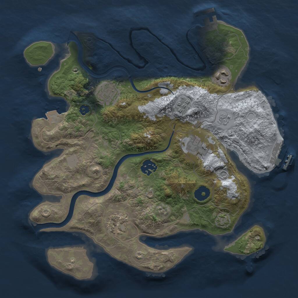 Rust Map: Procedural Map, Size: 3000, Seed: 894422390, 12 Monuments