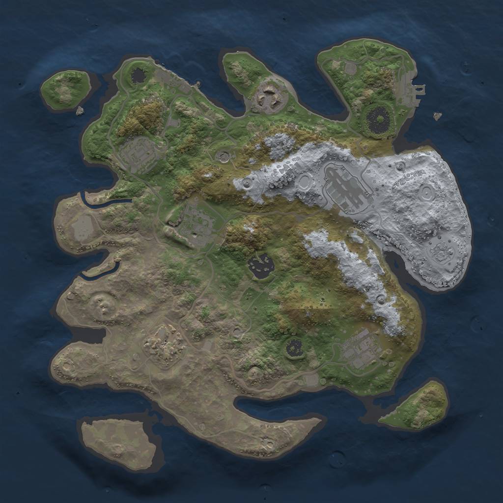 Rust Map: Procedural Map, Size: 3000, Seed: 894422390, 16 Monuments