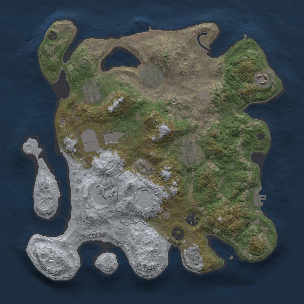 Rust Map: Procedural Map, Size: 3500, Seed: 31282260, 17 Monuments