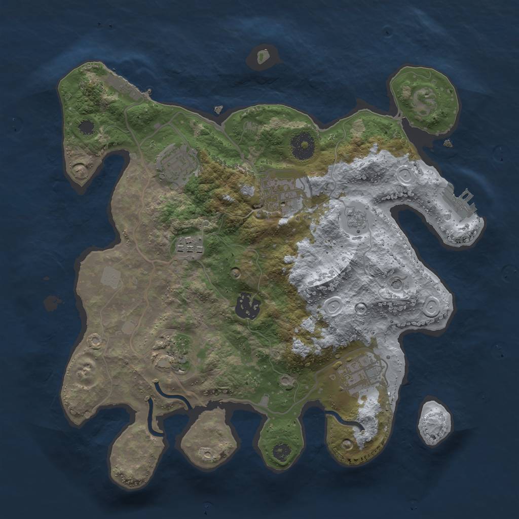 Rust Map: Procedural Map, Size: 3000, Seed: 17666, 15 Monuments