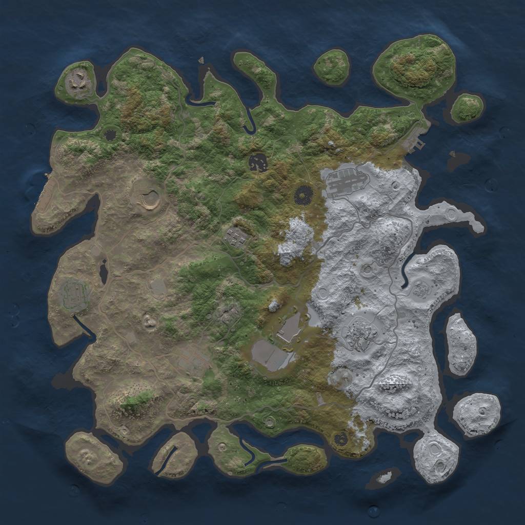Rust Map: Procedural Map, Size: 4000, Seed: 1652891976, 18 Monuments