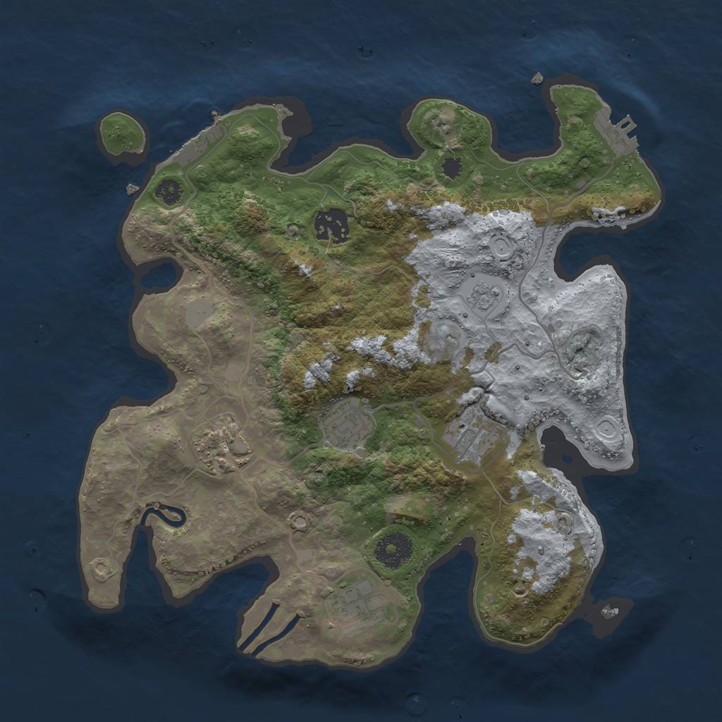 Rust Map: Procedural Map, Size: 3000, Seed: 199581563, 13 Monuments