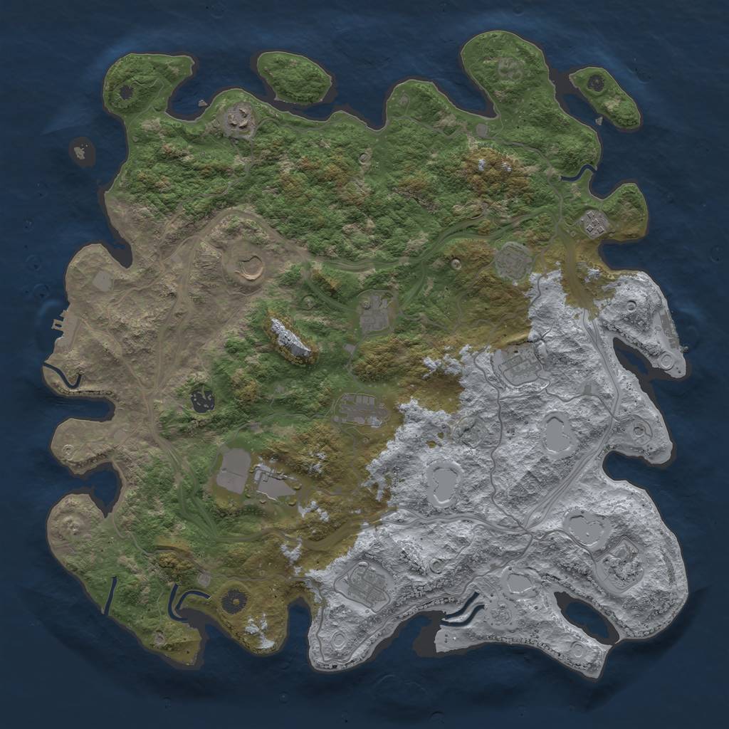 Rust Map: Procedural Map, Size: 4500, Seed: 2137160444, 20 Monuments