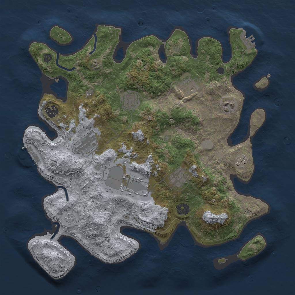 Rust Map: Procedural Map, Size: 3500, Seed: 25068677, 17 Monuments