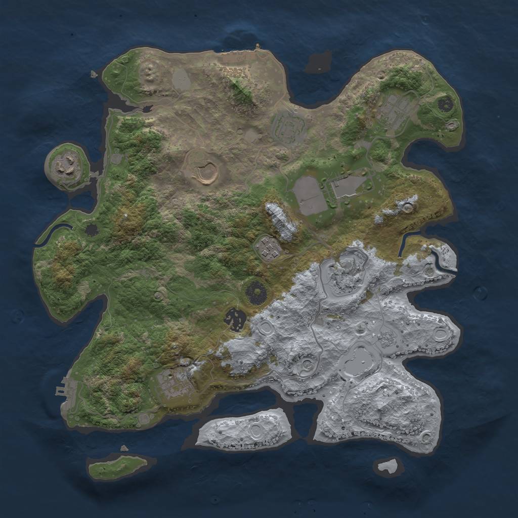 Rust Map: Procedural Map, Size: 3500, Seed: 802772553, 18 Monuments