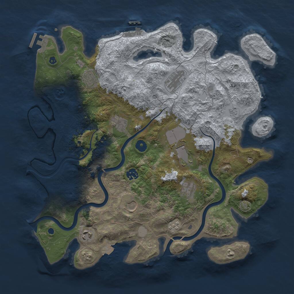 Rust Map: Procedural Map, Size: 3900, Seed: 777, 15 Monuments