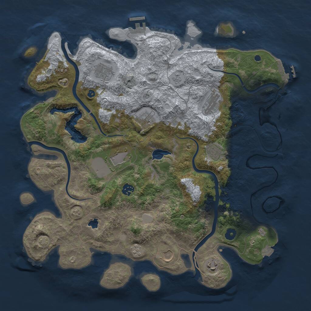 Rust Map: Procedural Map, Size: 4050, Seed: 789865918, 15 Monuments
