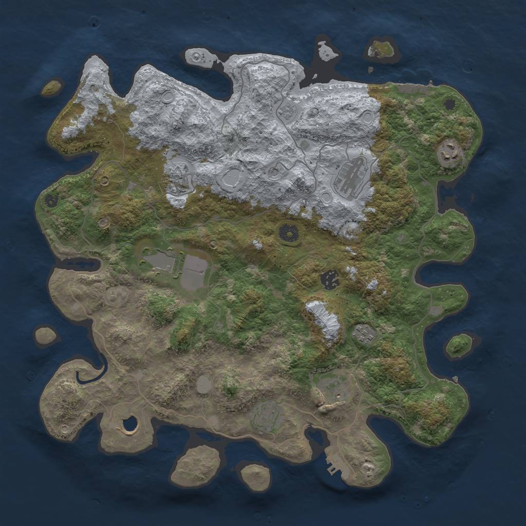 Rust Map: Procedural Map, Size: 4050, Seed: 789865918, 18 Monuments