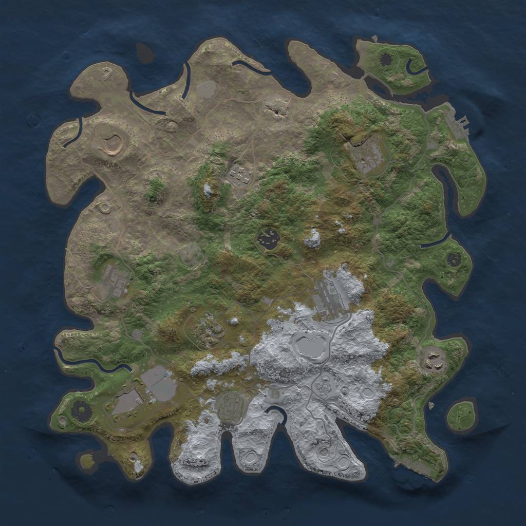 Rust Map: Procedural Map, Size: 3767, Seed: 1674419401, 19 Monuments