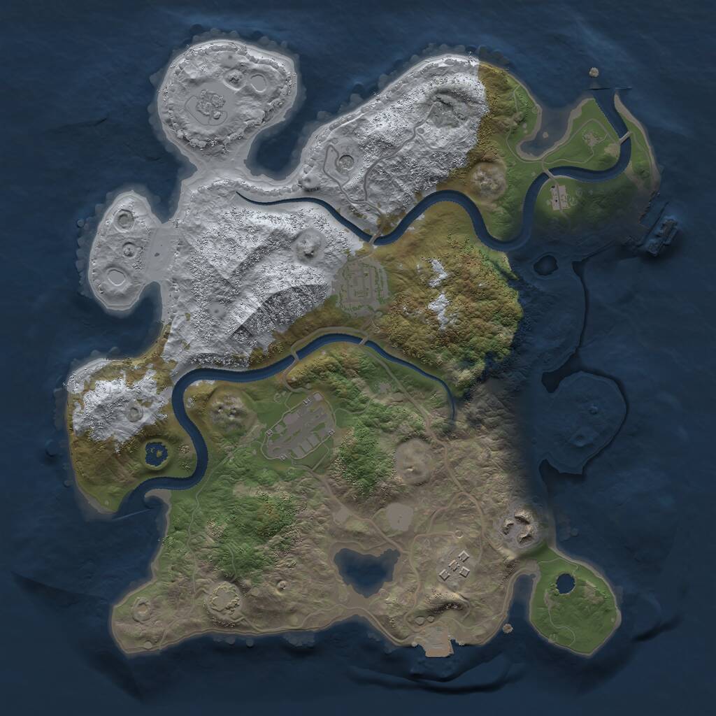 Rust Map: Procedural Map, Size: 3000, Seed: 7687, 9 Monuments