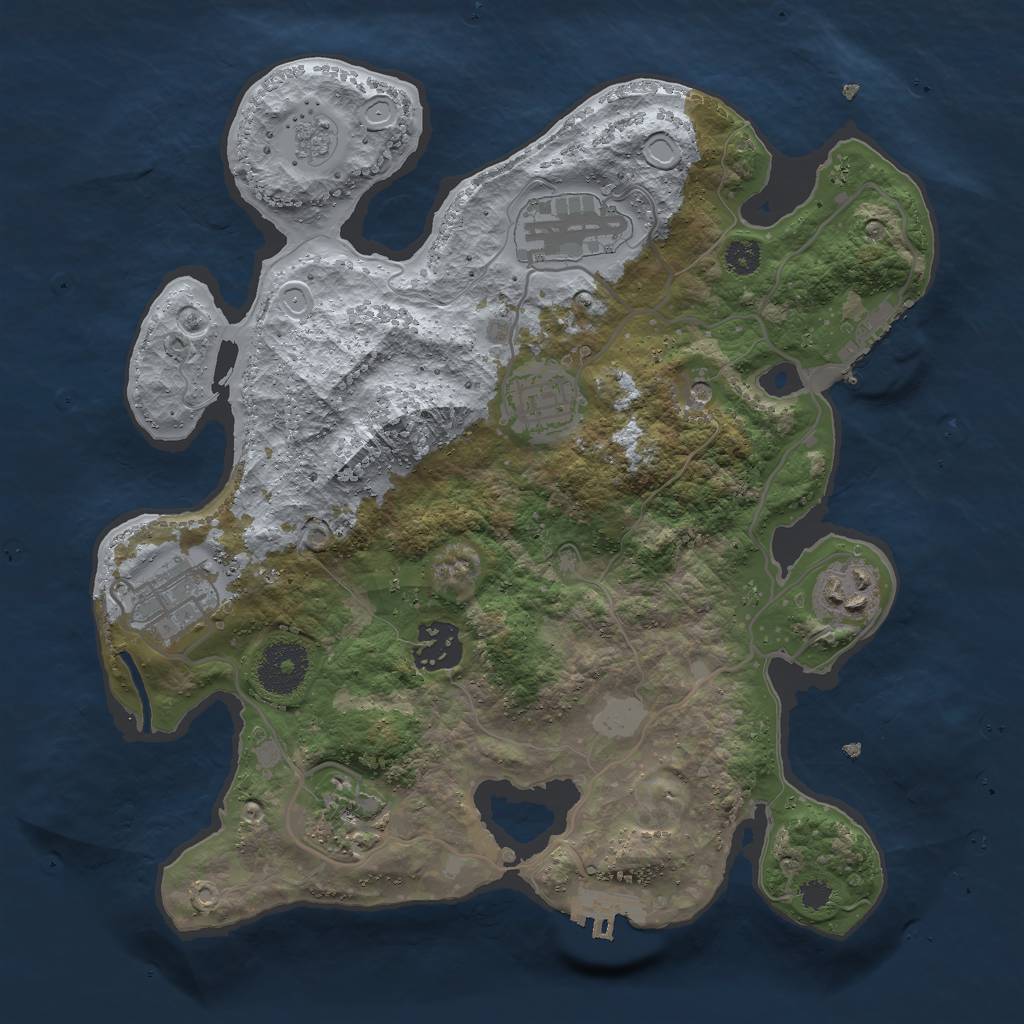 Rust Map: Procedural Map, Size: 3000, Seed: 7687, 15 Monuments
