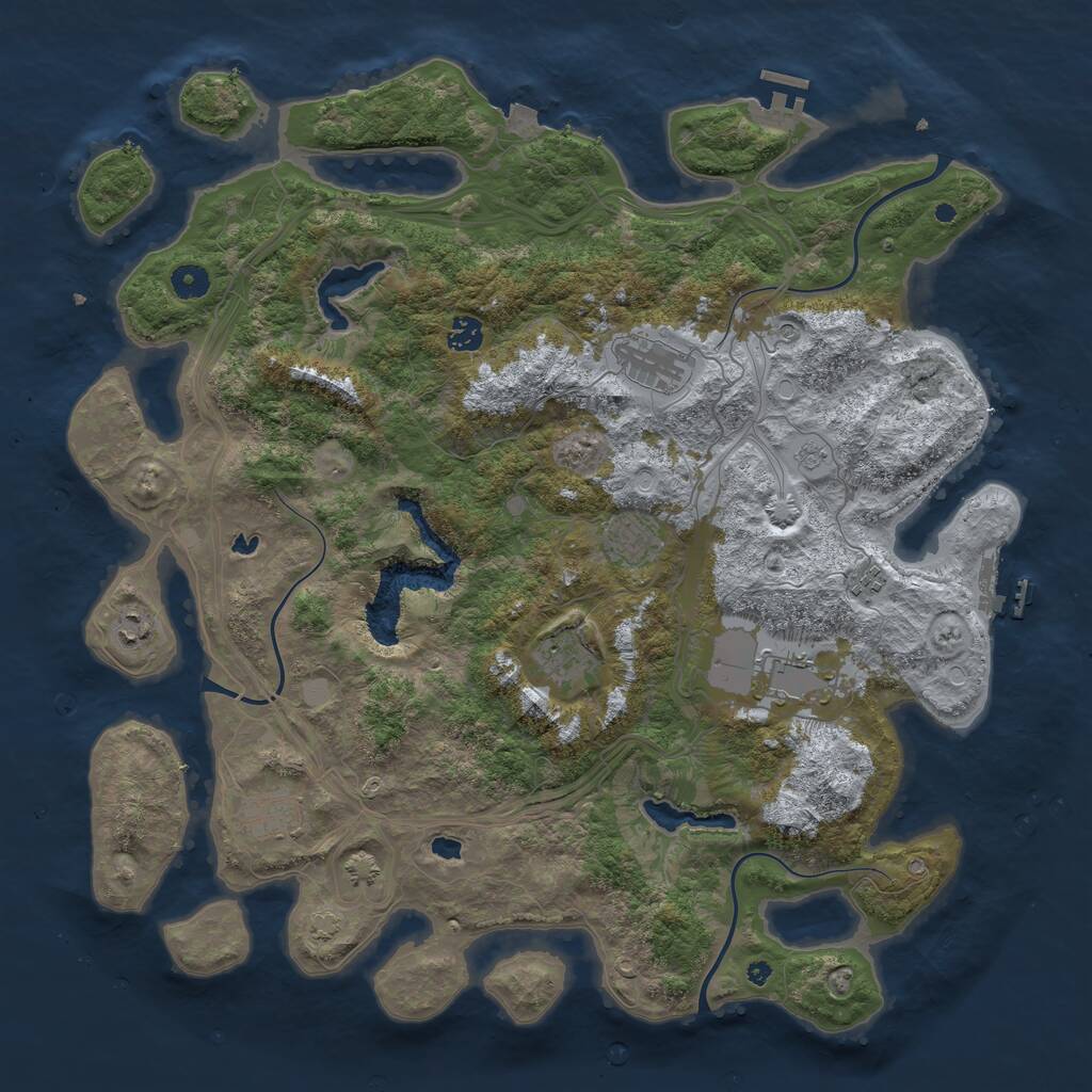 Rust Map: Procedural Map, Size: 4500, Seed: 1924117016, 14 Monuments