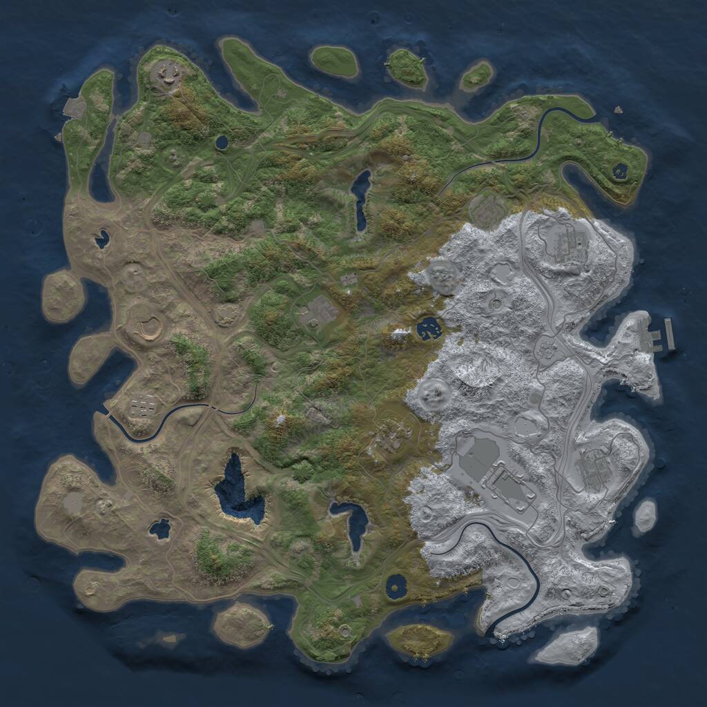 Rust Map: Procedural Map, Size: 4500, Seed: 55771422, 15 Monuments
