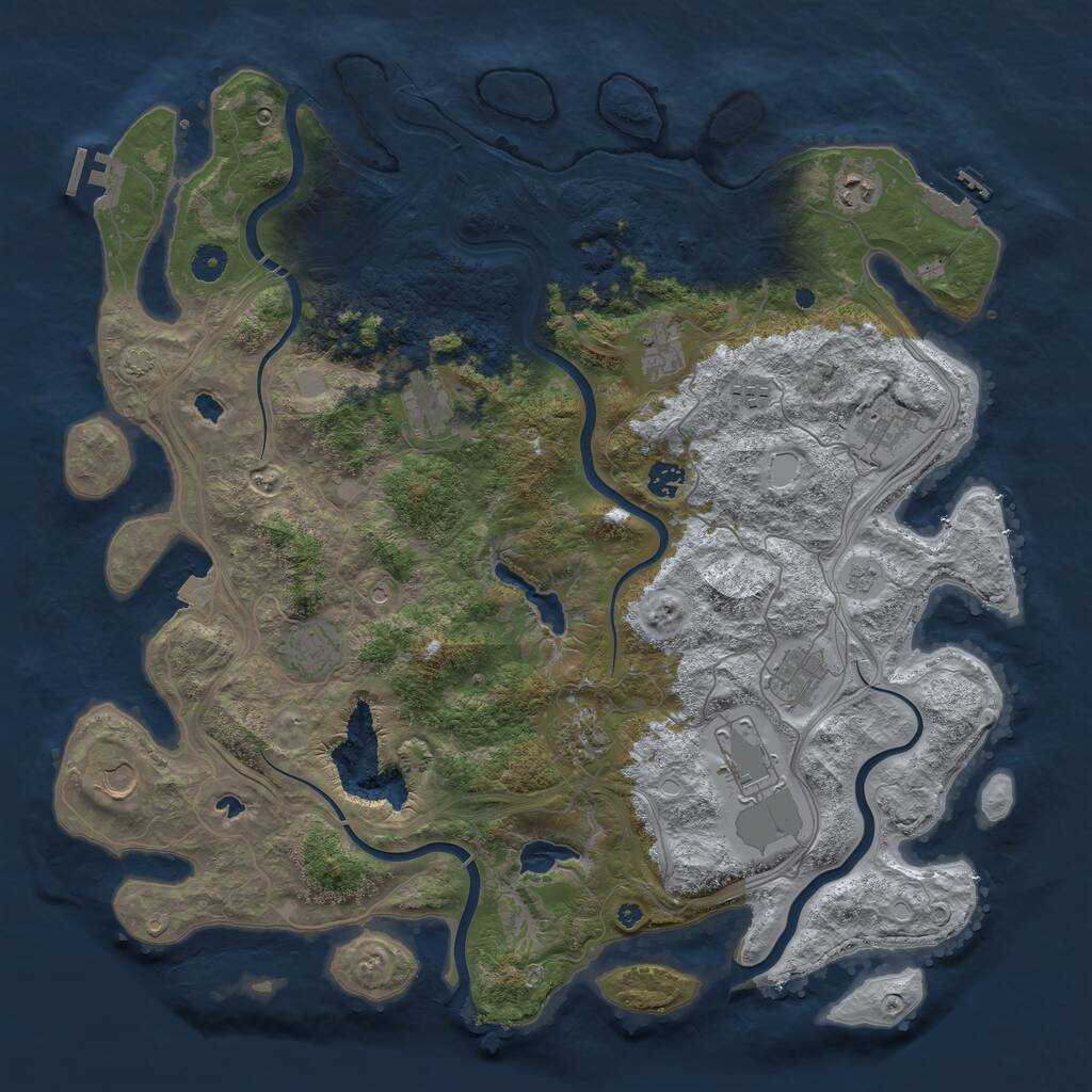 Rust Map: Procedural Map, Size: 4500, Seed: 55771422, 17 Monuments