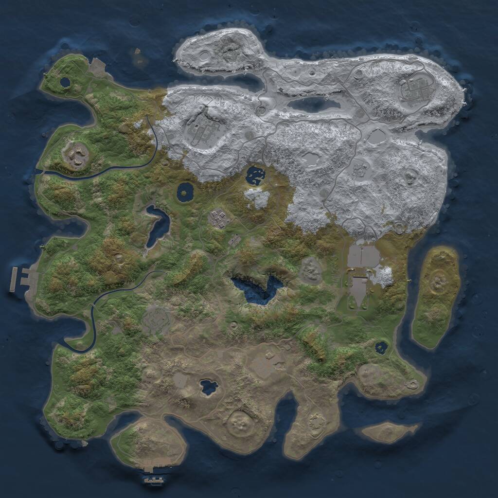 Rust Map: Procedural Map, Size: 4000, Seed: 561216230, 14 Monuments