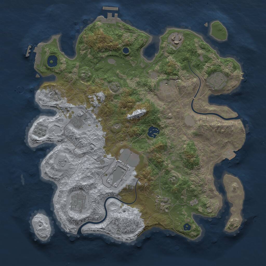 Rust Map: Procedural Map, Size: 3500, Seed: 1105381872, 15 Monuments