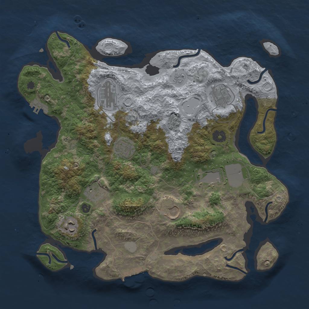 Rust Map: Procedural Map, Size: 3500, Seed: 1828016854, 16 Monuments